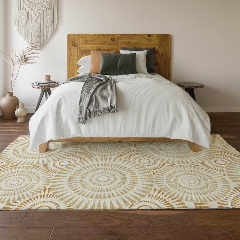 Premium Machine Washable Prisco Gold Rug, Rectangle 10' x 14'
