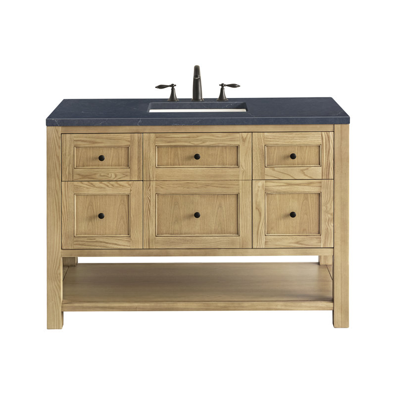 Breckenridge 48'' W Single Vanity, Light Natural Oak, Charcoal Soapstone, 8" Widespread