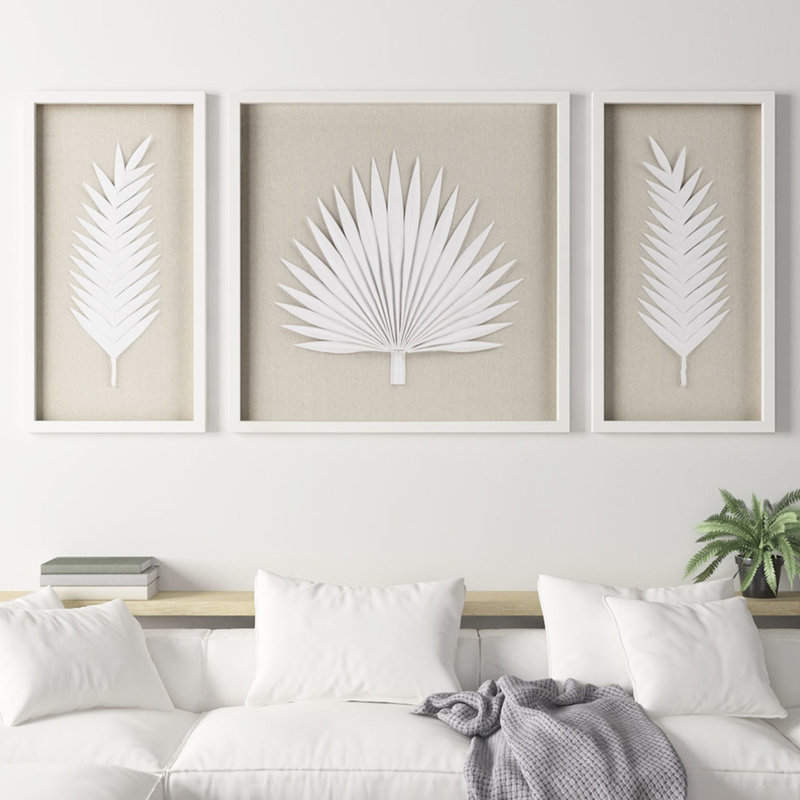 3 feuilles de papier de riz, œuvre d'art murale - décoration intérieure encadrée