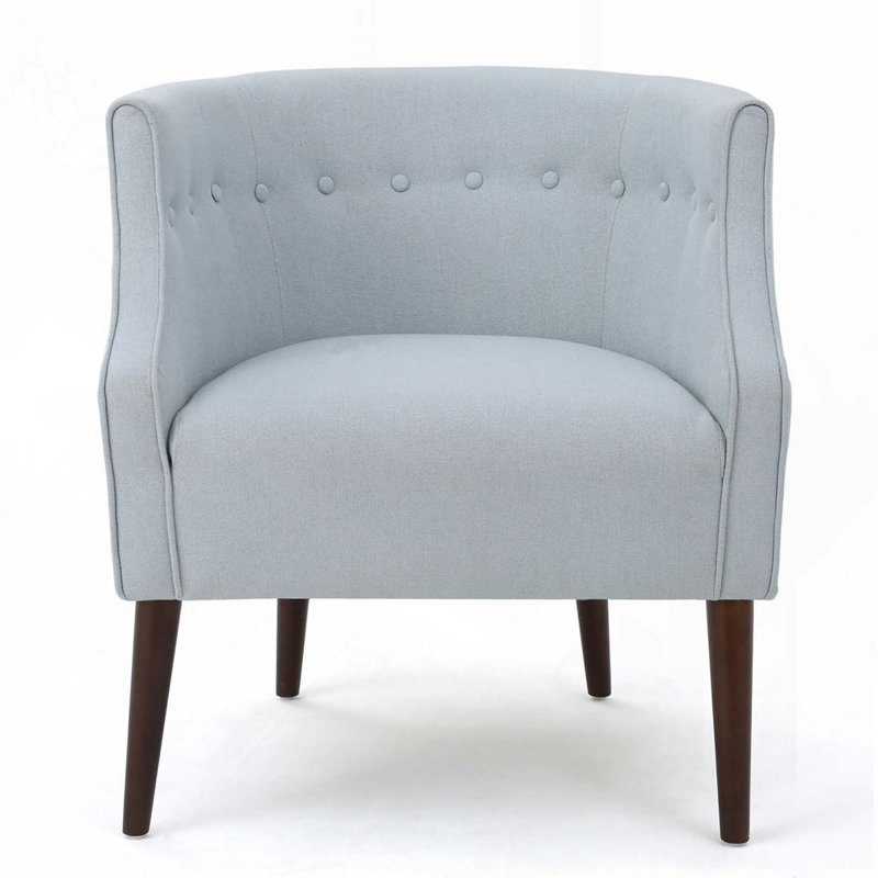 Kamdyn 73.03Cm Wide Tufted Barrel Chair, Light Blue Fabric