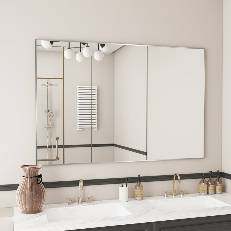 Miroir d'appoint Lesamuel, 36 po x 55 po, Nickel brossé, Rectangulaire
