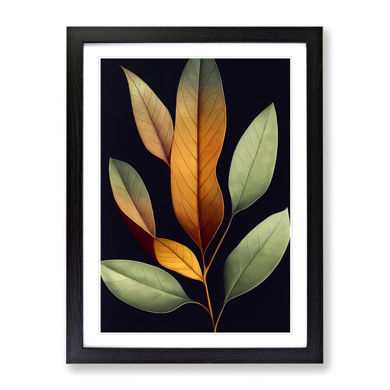 Pretty Leaves Art No.1 - Framed Print, Black Framed, 46cm H x 34cm W x 2cm D