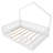 Full Floor Bed with High Rails, Wooden Montessori Bed with Light for Kids, Boys and Girls, White-1659643175-1659643172