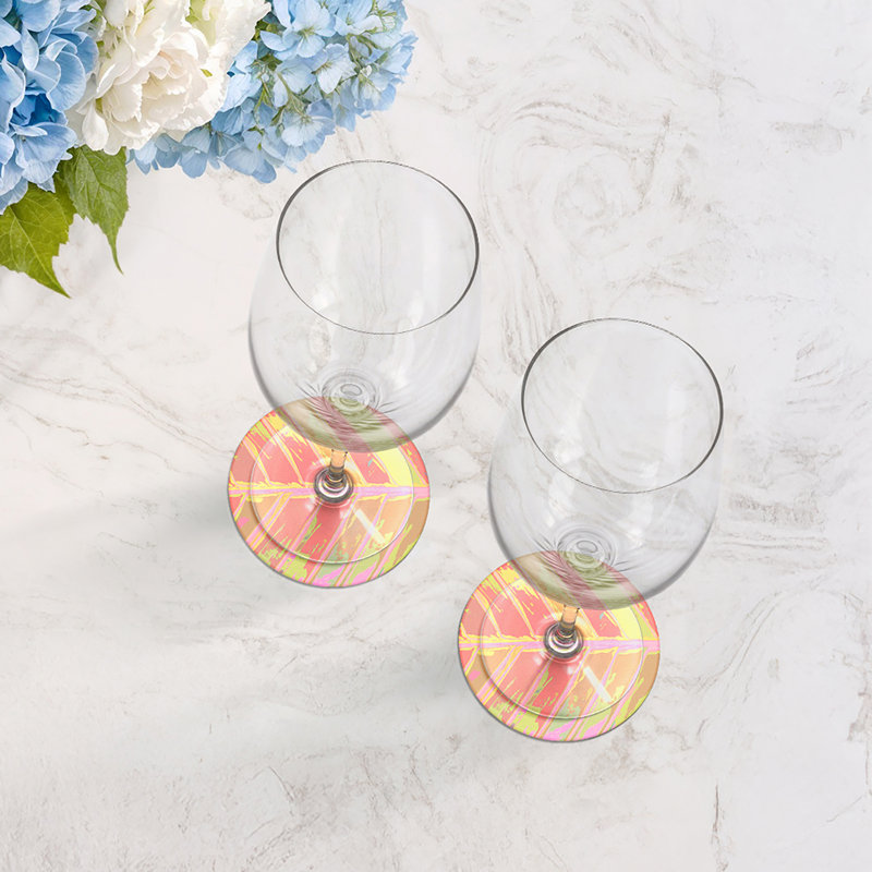 Sous-verres ronds en cuir tropical, Rose