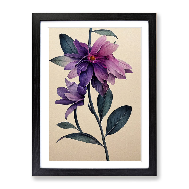 XV1022-4536X The Fine Flower - Single Picture Frame Print, Black , 64cm H x 46cm W x 2cm D