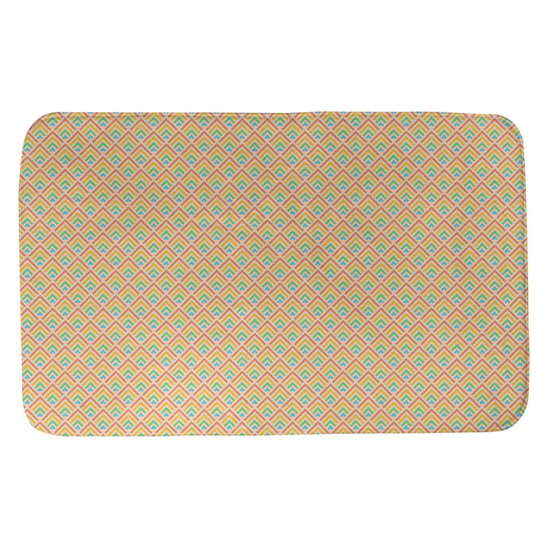 Tapis pour salle de bain dégradé Avicia, l 21 po x L 34 po, Orange / pastel