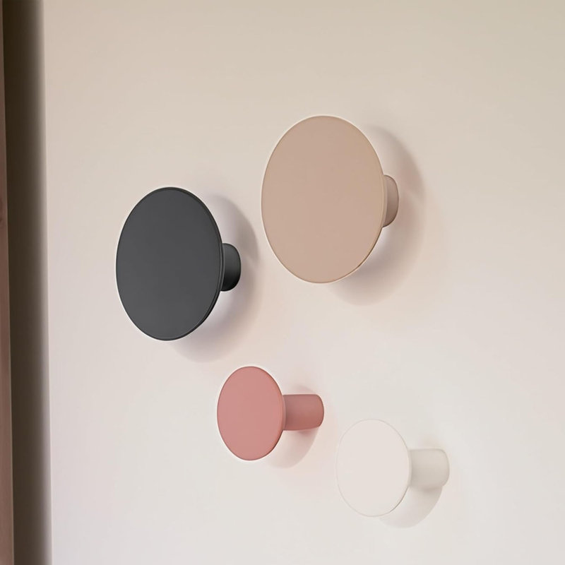 Ponto Plastic Wall Hook, Black/Pink/White/Beige