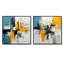 «Blue and Yellow Paint Elegance I», ensemble de 2 reproductions d'art mural abstrait-232421205-232421206