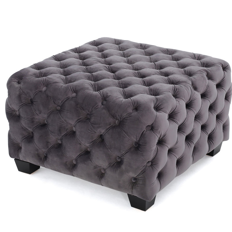 Grey With Button- Velvet Surface, Modern Look, 29" W X D 18.1" H Style Element, 29.78", Gray
