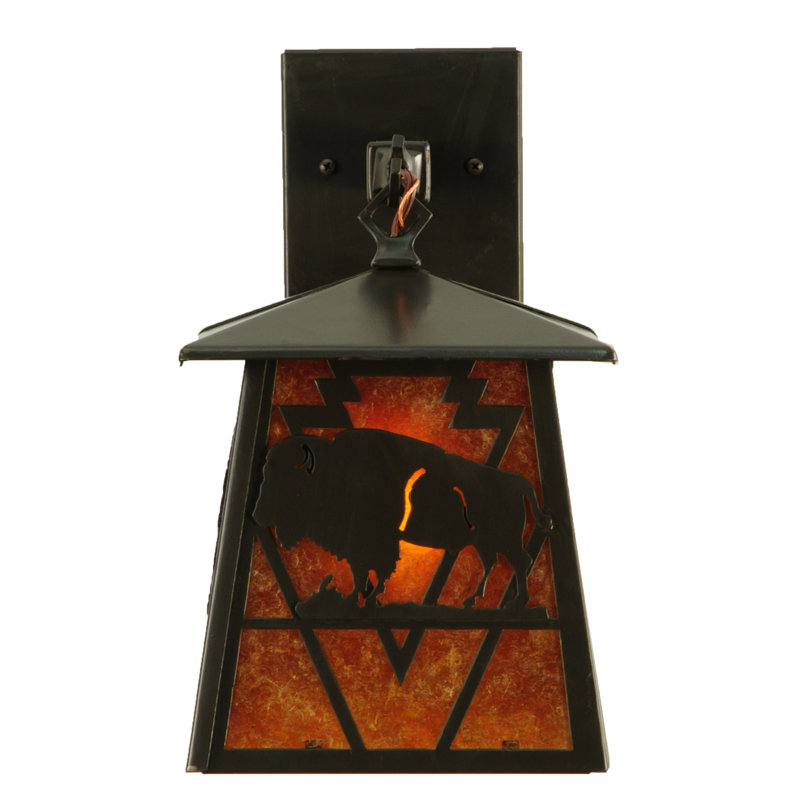 Timeless Bronze 12" Buffalo Inspired Lantern Wall Sconce