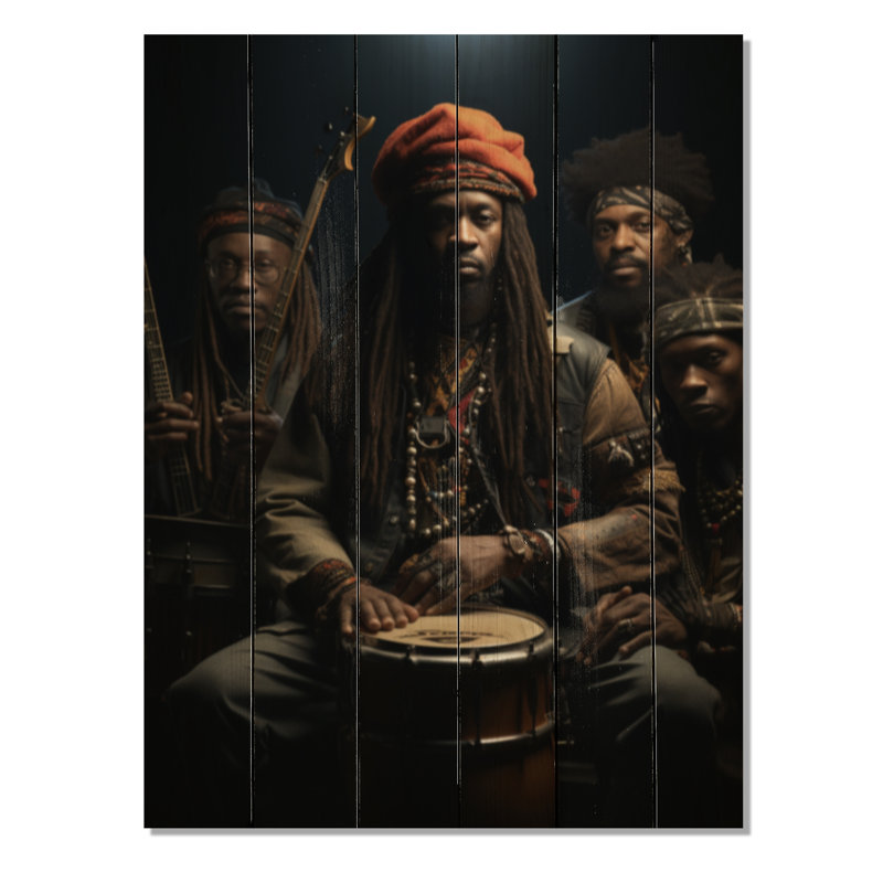 African Drumbeat Symphony - impression afro-américaine sur bois de pin naturel, H 20 po x l 10 po x P 0,78 po