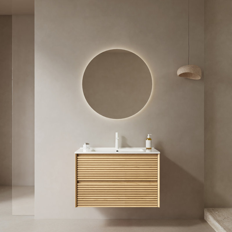 Meuble-lavabo de salle de bain avec lavabo, 30", Chêne clair