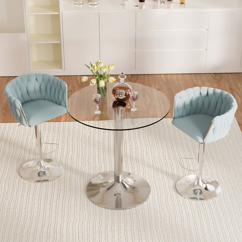 Ensemble de table de bar et chaises pour 2, Bleu / Argent