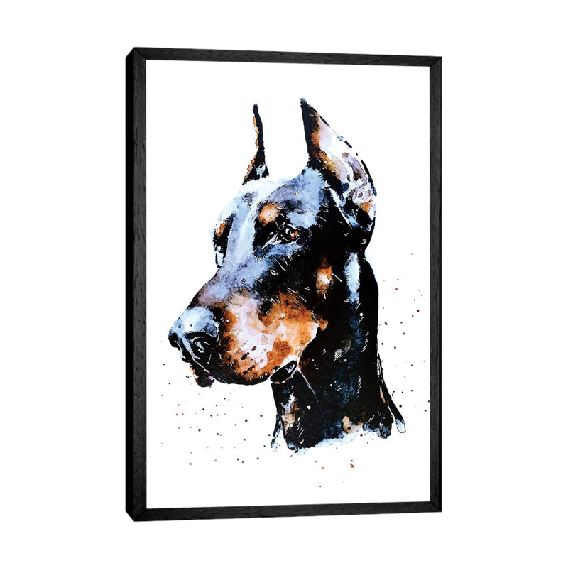 Don Doberman - Painting on Canvas, 66.04 cm H x 45.72 cm W, Black Framed