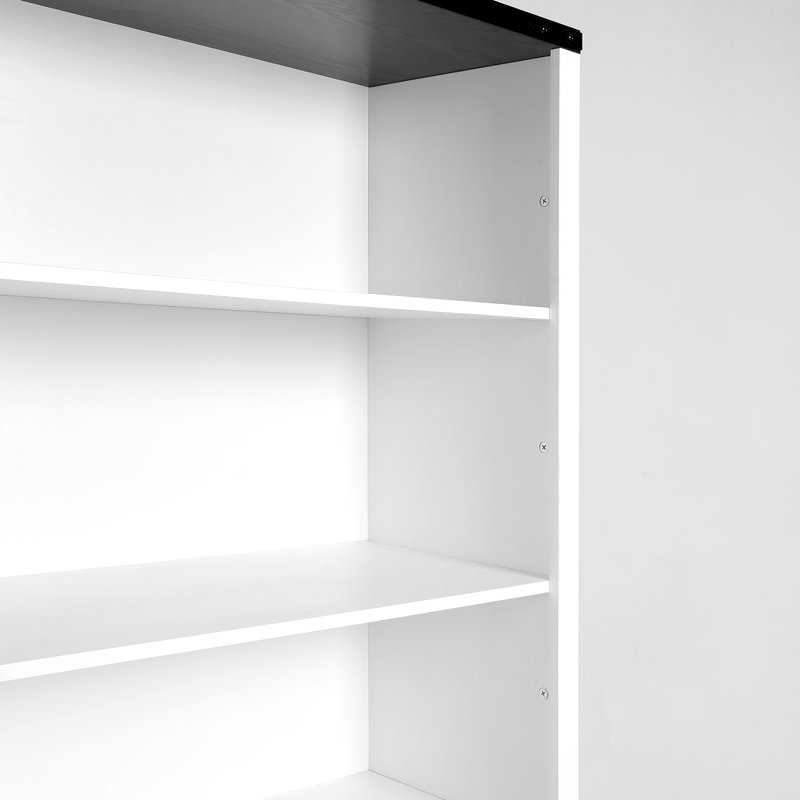 White Adjustable 5-Tier Bookcase with Doors and LED Light
