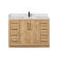 Meuble-lavabo simple 48 po Carrasco en chêne naturel brun avec plateau en pierre de quartz blanc soyeux-359548204-398079084-398079122