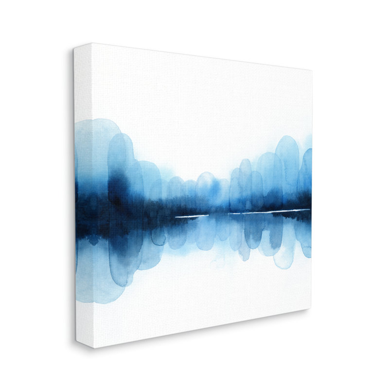"Blue Arch", asymétrique, réflexion, formes abstraites sur blanc, art mural par Grace Popp, Toile tendue