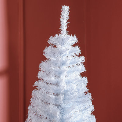 Arbre de Noël 6 pi non éclairé avec support, blanc