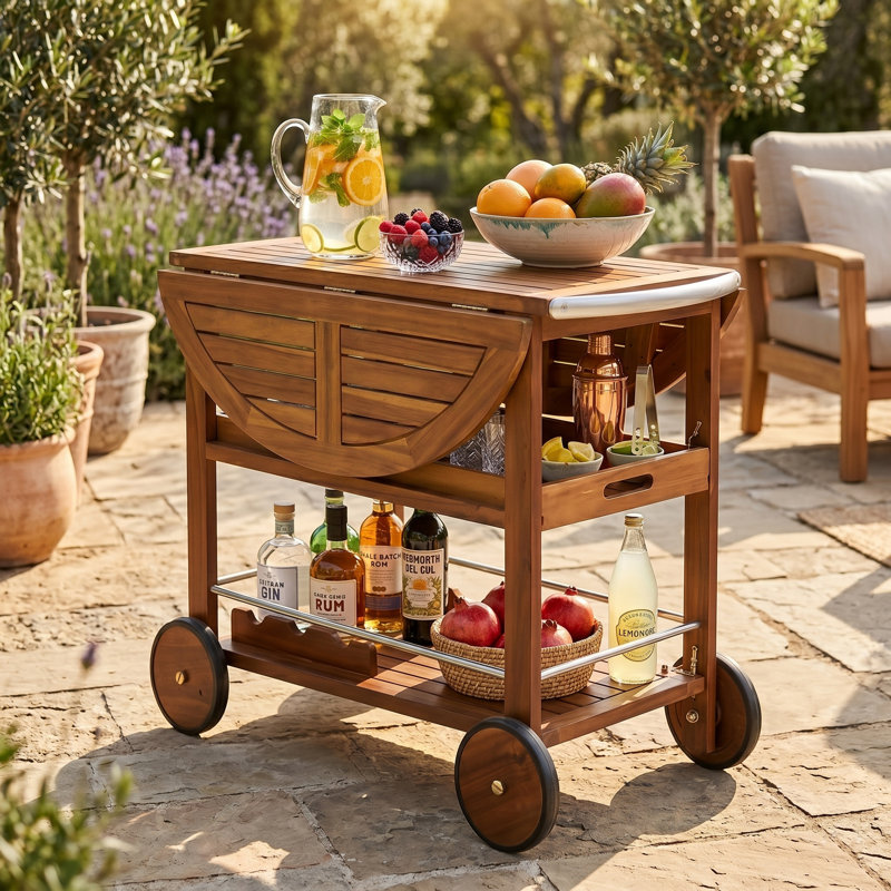 Bar Cart woth Extendable Table Top and Storage System