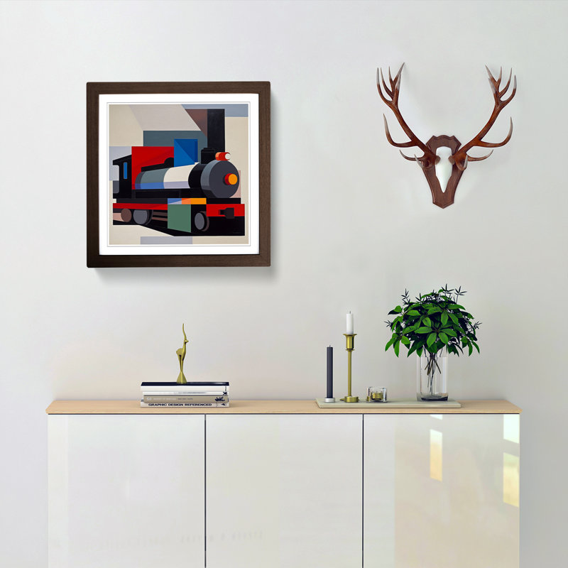 Train Suprematism No.1 - Framed Print, Walnut