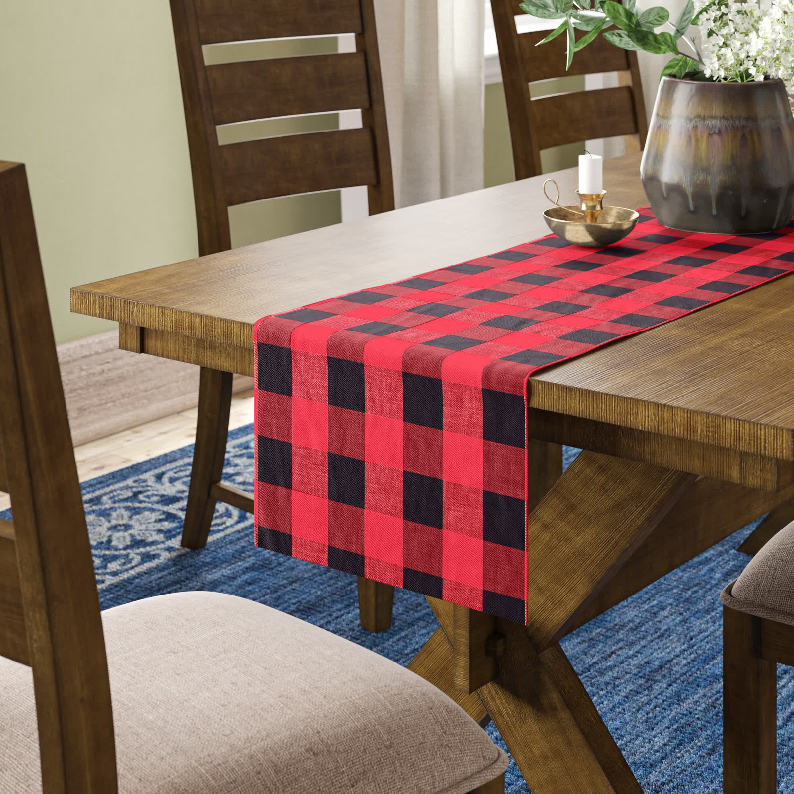 Loa 72" Table Runner, Red/Black