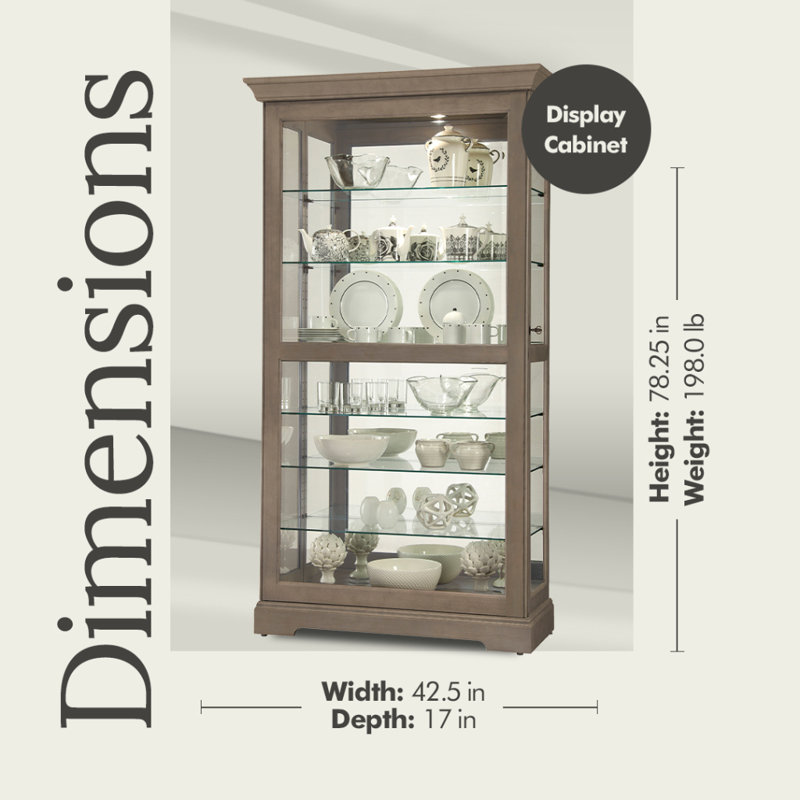Tyler VI Lighted Curio Cabinet, Gray