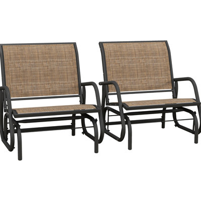 Balancelles confortables à structure métallique avec assise respirante et dossier en maille - Profitez de l'extérieur dans votre jardin, au bord de la piscine, sur votre terrasse ou votre balcon. Paquet de 2 balancelles en tissu. Idéales pour relaxer à l’extérieur.