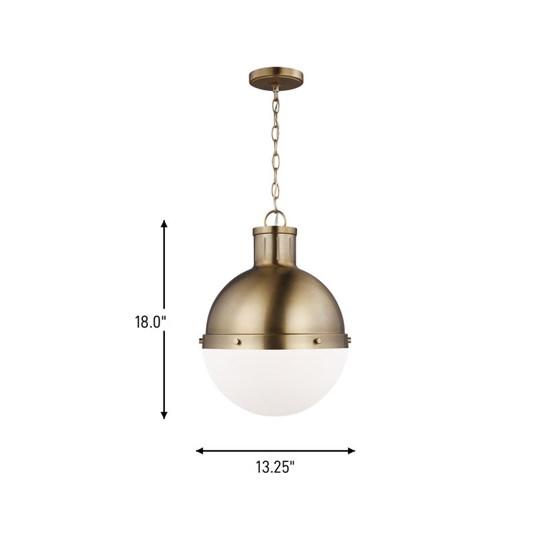 1 - Light Single Globe Pendant, No , Satin Bronze, 18" H x 13.25" W x 13.25" D