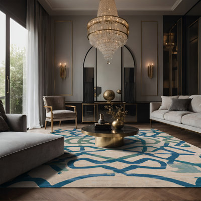 Tapis beige soyeux et moelleux