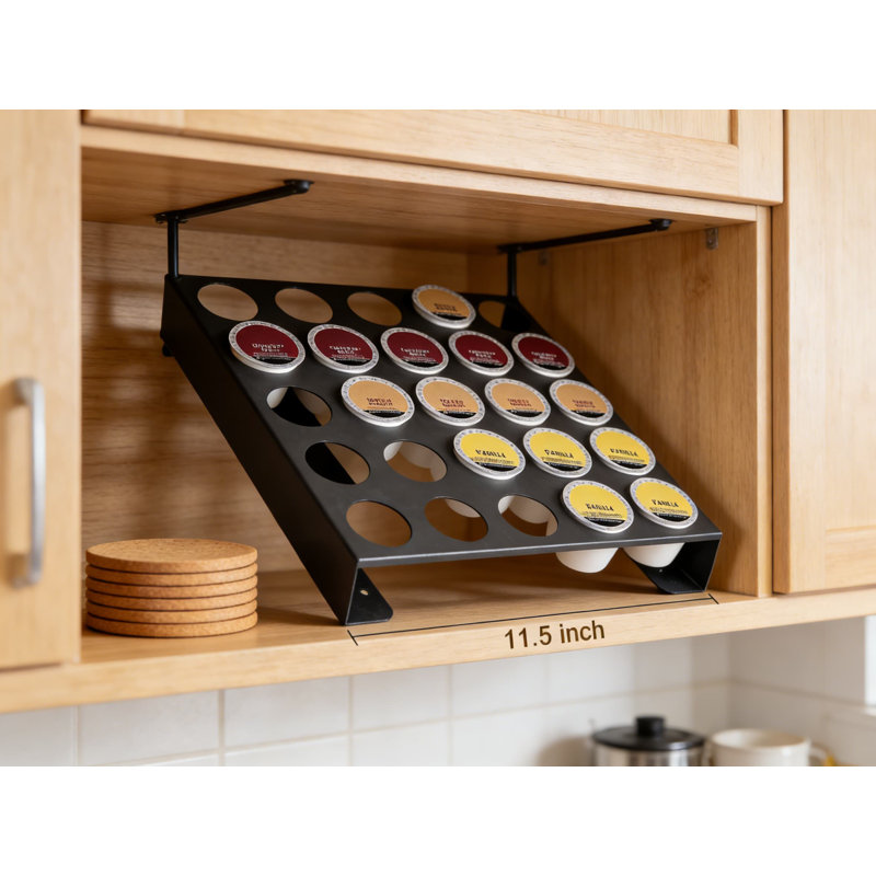 Le tiroir K-Cup avec support mural peut contenir 25 dosettes de café pour le comptoir, le tiroir ou l'armoire - Support en métal peu encombrant pour la cuisine, le bureau ou la station de café