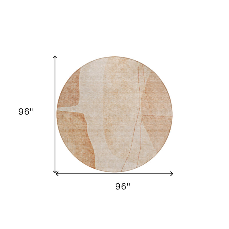 Tapis extérieur rond lavable abstrait orange et cuivre 8 pi Terra Cotta