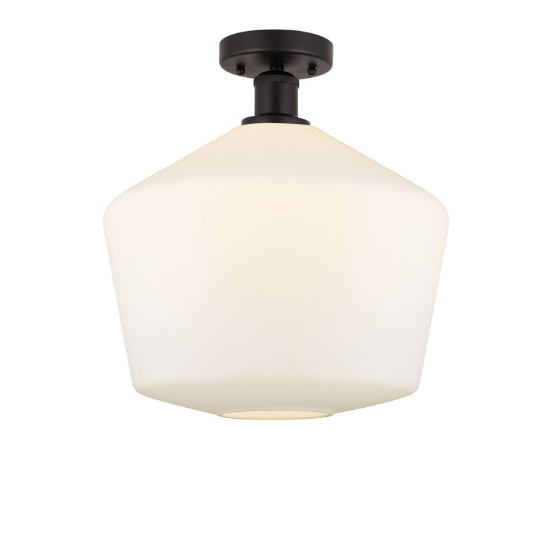 Plafonnier semi-encastré en verre Amylea, Bronze huilé, Blanc mat