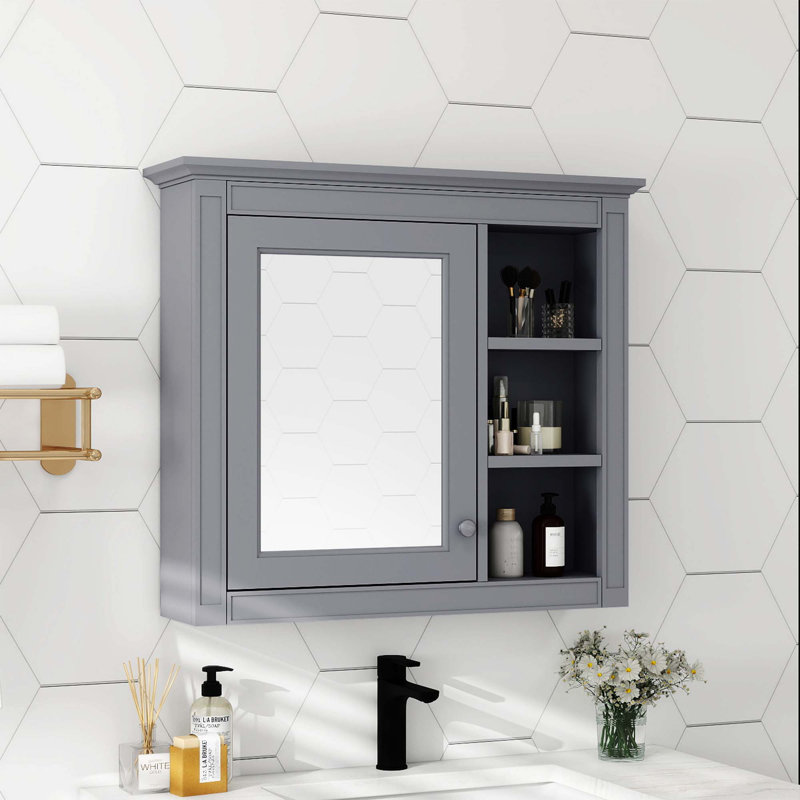 Wall Mounted Bathroom Storage Cabinet, Gray