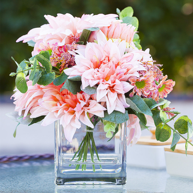 Faux Silk Mixed Assortment Arrangement in Vase, Pink