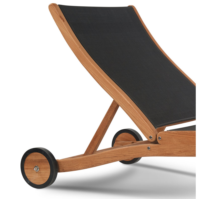 Outdoor Teak Chaise Lounge, Black