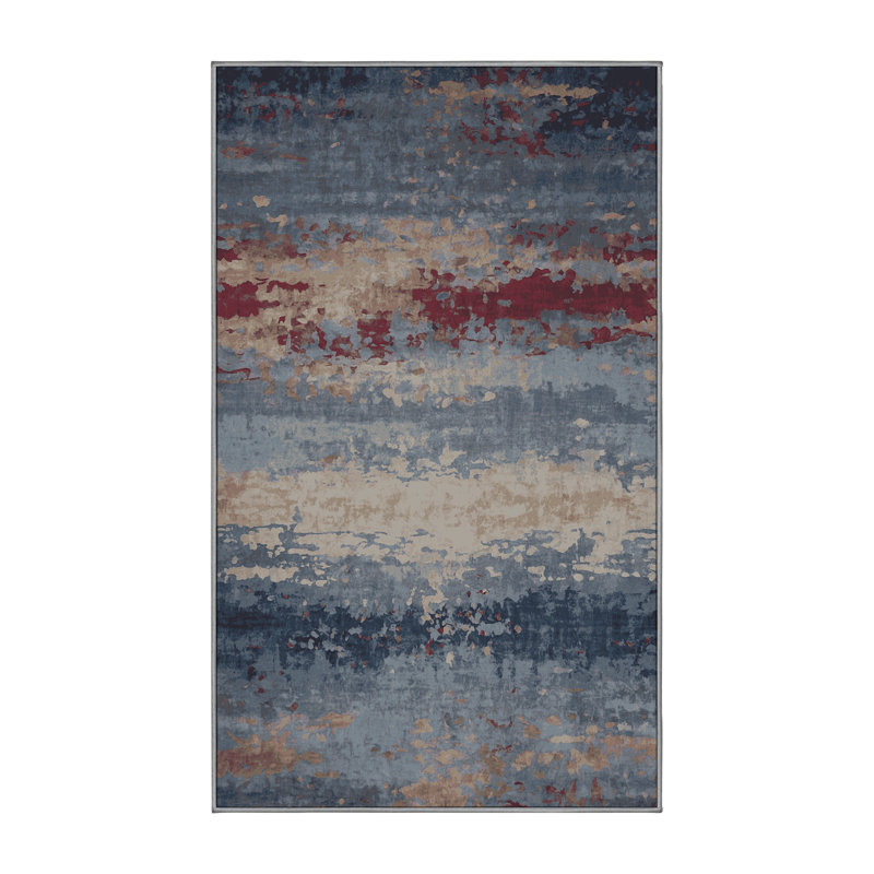 Machine Washable Gray Area Rug, Rectangle 7' x 10'