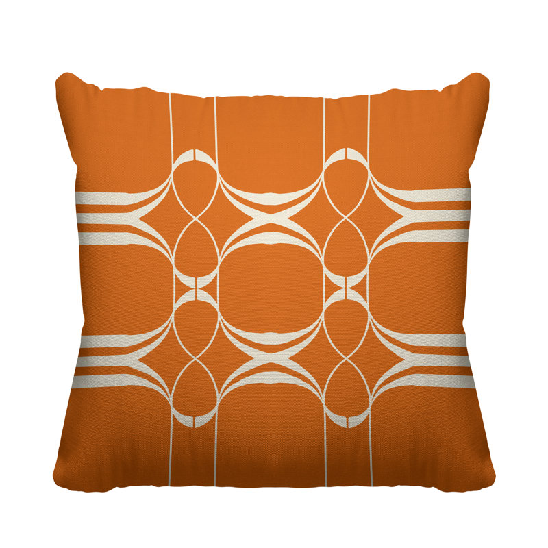 Coussin Tribal Abstract, L 15 po x H 15 po, Orange