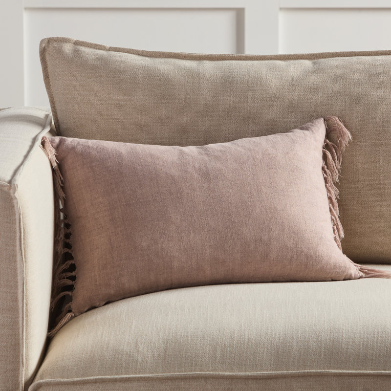Sharron Tassels Linen Reversible Throw Pillow, Pillow Cover Only - No Insert, Pink
