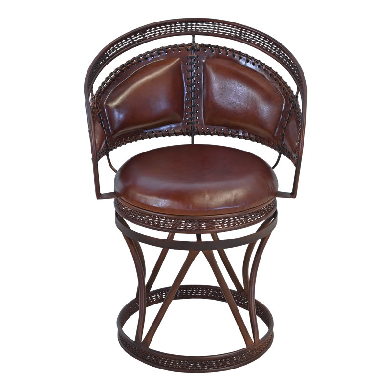 Chaise de salle à manger pivotante Jaiguna en cuir et en fer