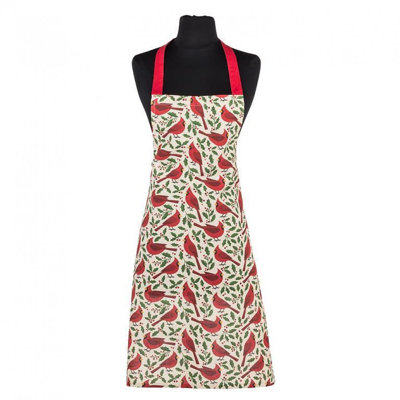 Cardinals With Holly Leaves And Berries Apron