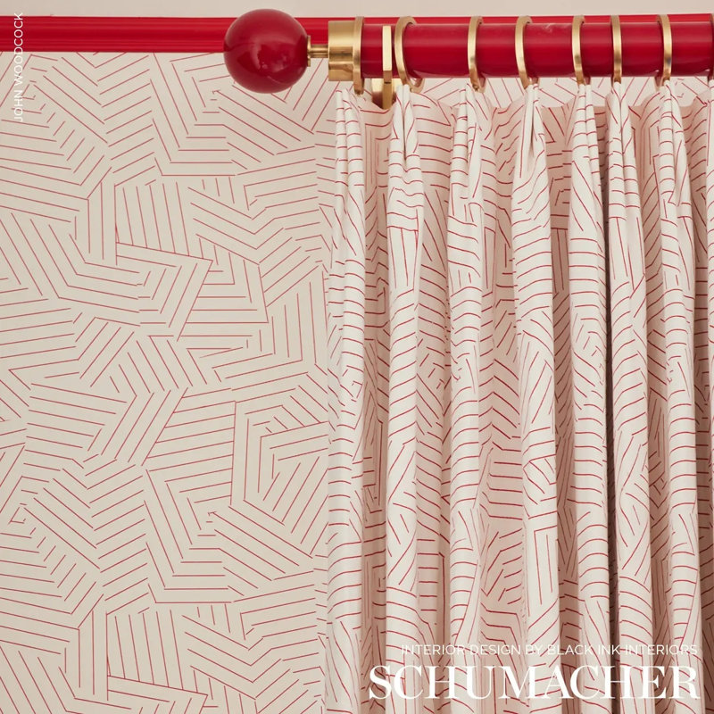 Schumacher x Miles Redd Deconstructed Stripe Fabric, Red