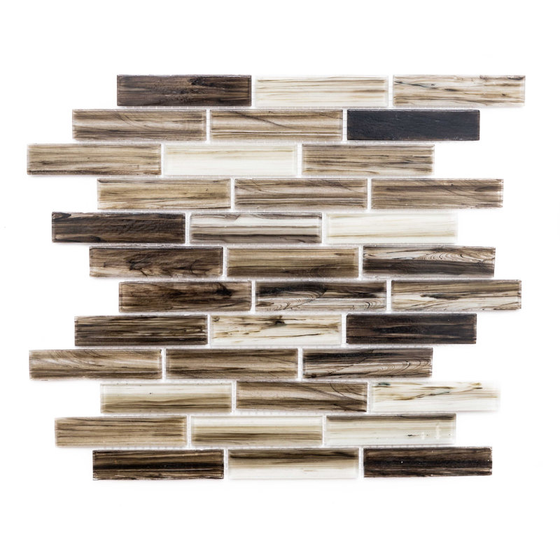 Island Antigua 1" x 4" Glass Linear Mosaic Wall Tile, Brown