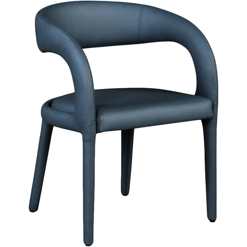 Chaise en similicuir Sylvester, Cuir végétalien bleu marine