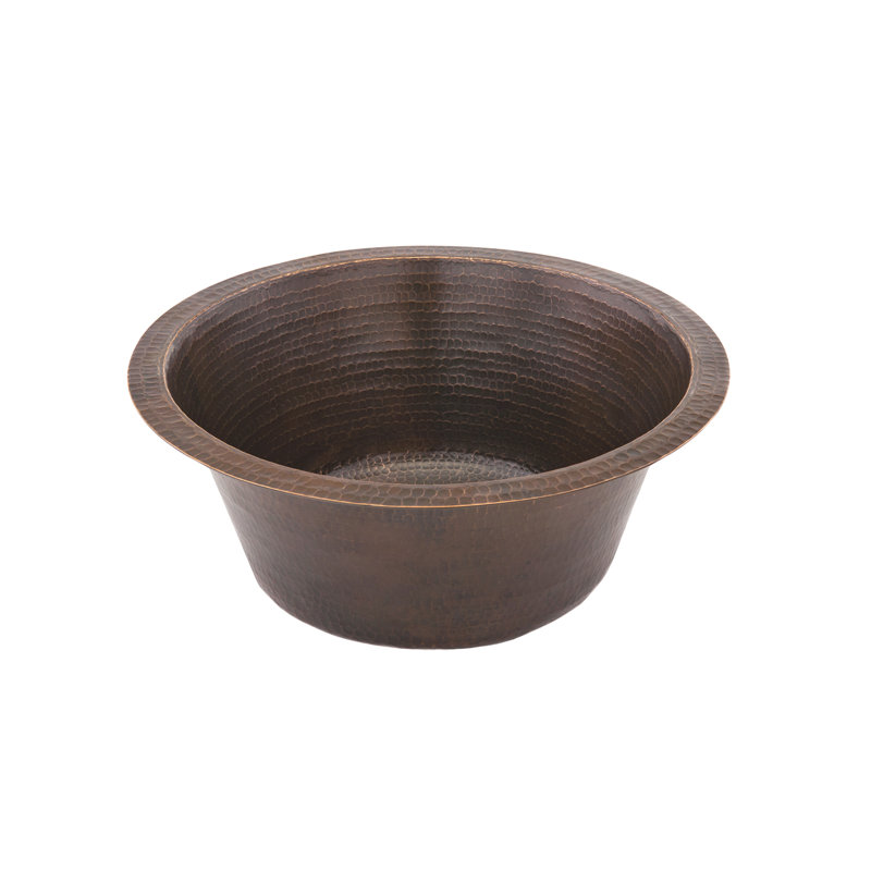 16" Round Hammered Copper Sink w/ Drain Opening, 3.5"