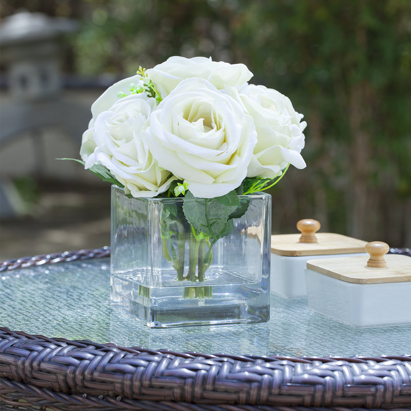 Rose Arrangement in Vase, Cream