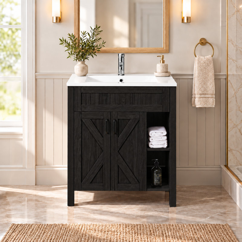 Freestanding Standard With Resin Top, Noir