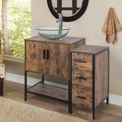 Conrado 36" Single Bathroom Vanity Set with Glass Sink Top