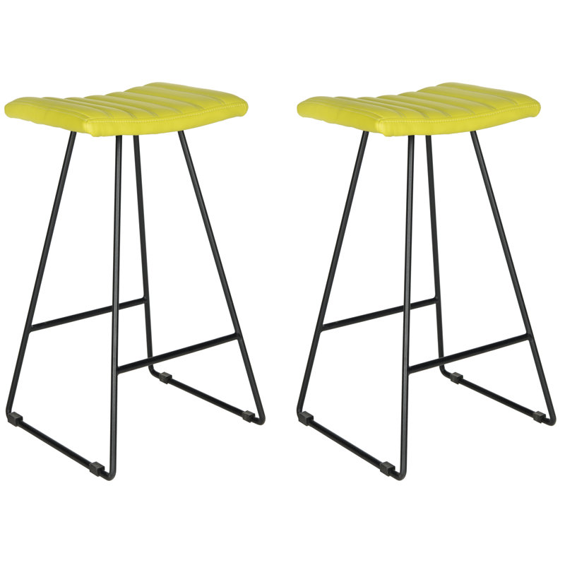 Kamyrie Upholstered Counter Stool with Metal Frame, Citron Green, Bar Stool (30" Seat Height)