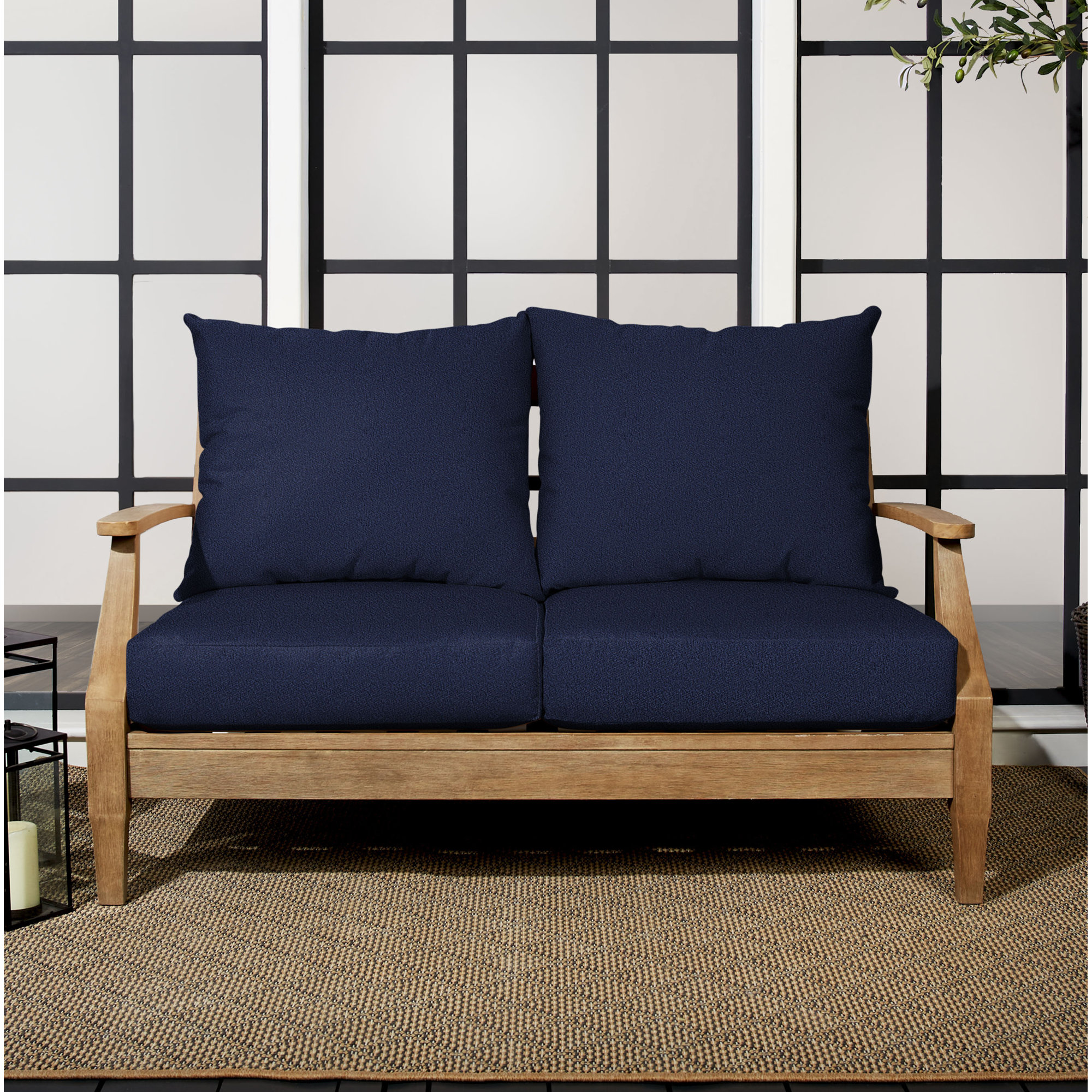 Maelynn Outdoor Loveseat, 23 in x 27 in, Navy