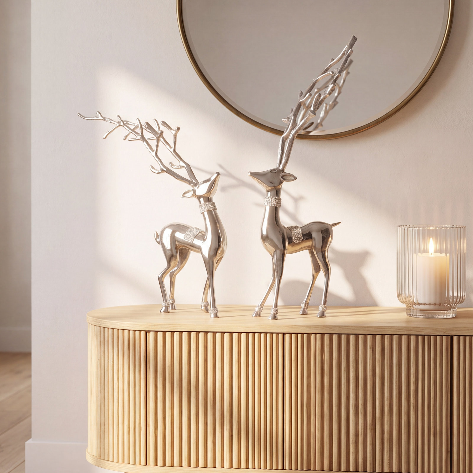 2-Piece Metal Deer Figurine Set